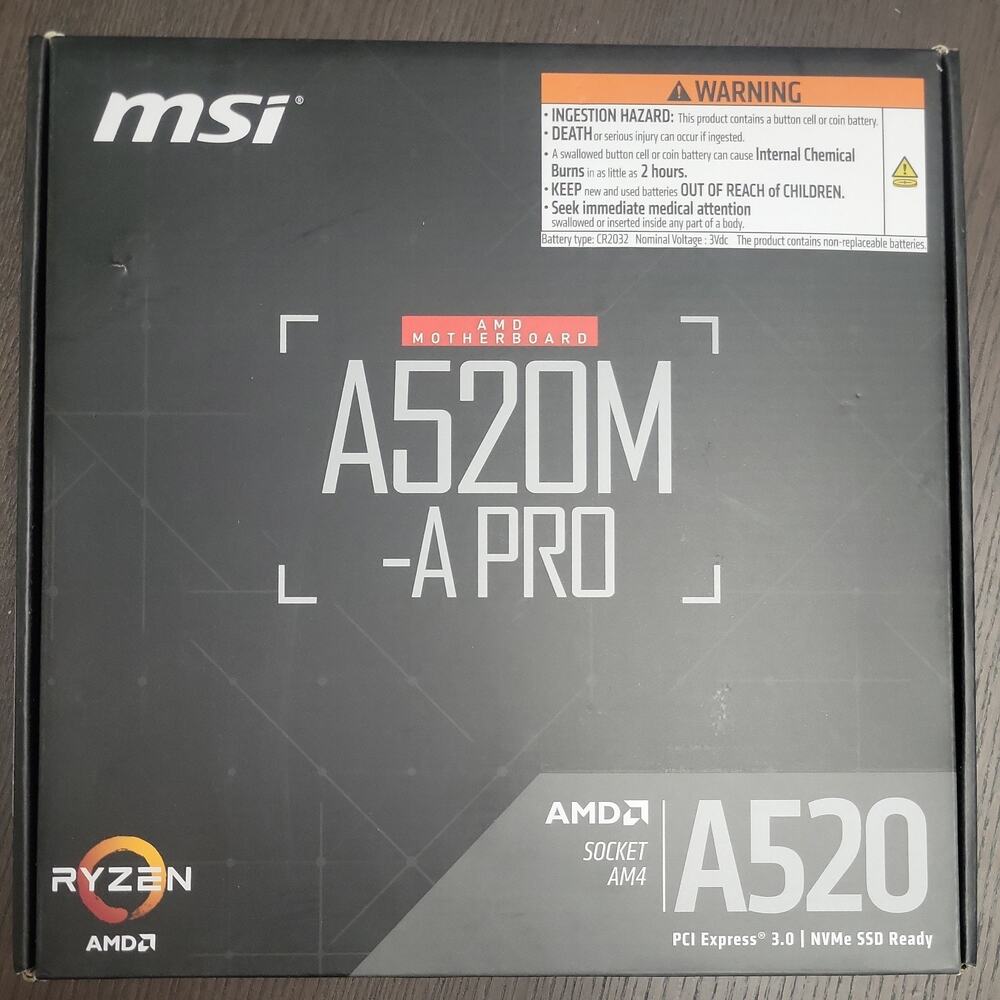 NEW! MSI A520M-A PRO V1 Gaming Motherboard (AMD Ryzen 5000, AM4, DDR4, PCIe 3.0)